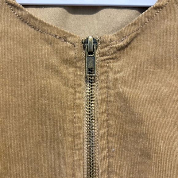 Rewash belted brown tan sleeveless corduroy zipper mini dress pockets size XS - Picture 5 of 11